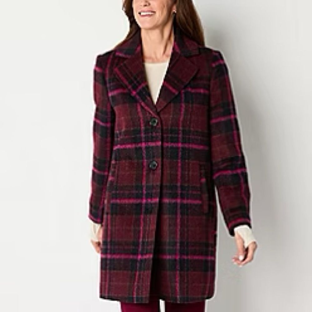 NWT SZ 3X PLUS $250 Wool-Blend Nova Check Plaid Winter Coat